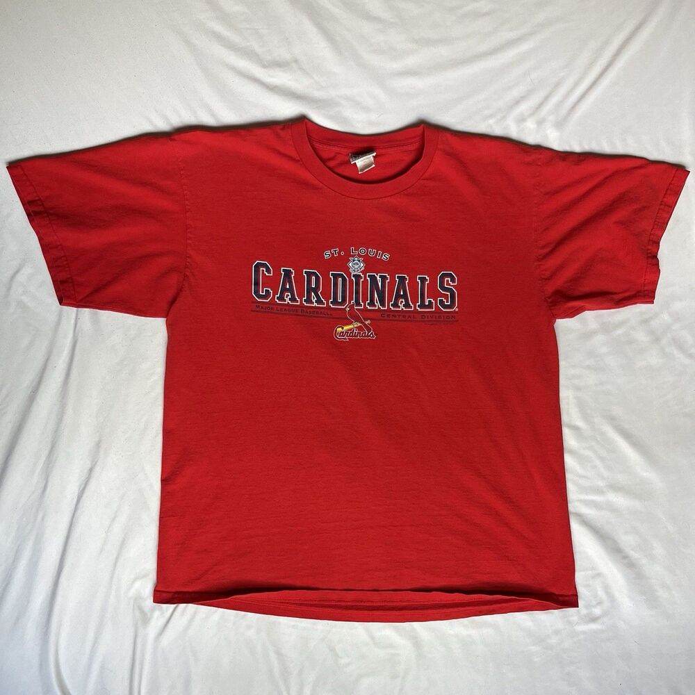 Vintage Y2K St Louis Cardinals T Shirt XL Red Lee Sport 2003 Spellout Logo MLB